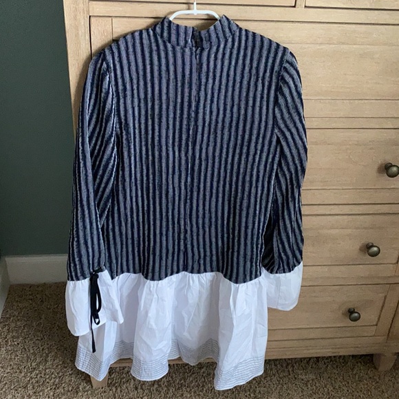 English Factory Navy and White Shift Dress - Picture 4 of 7